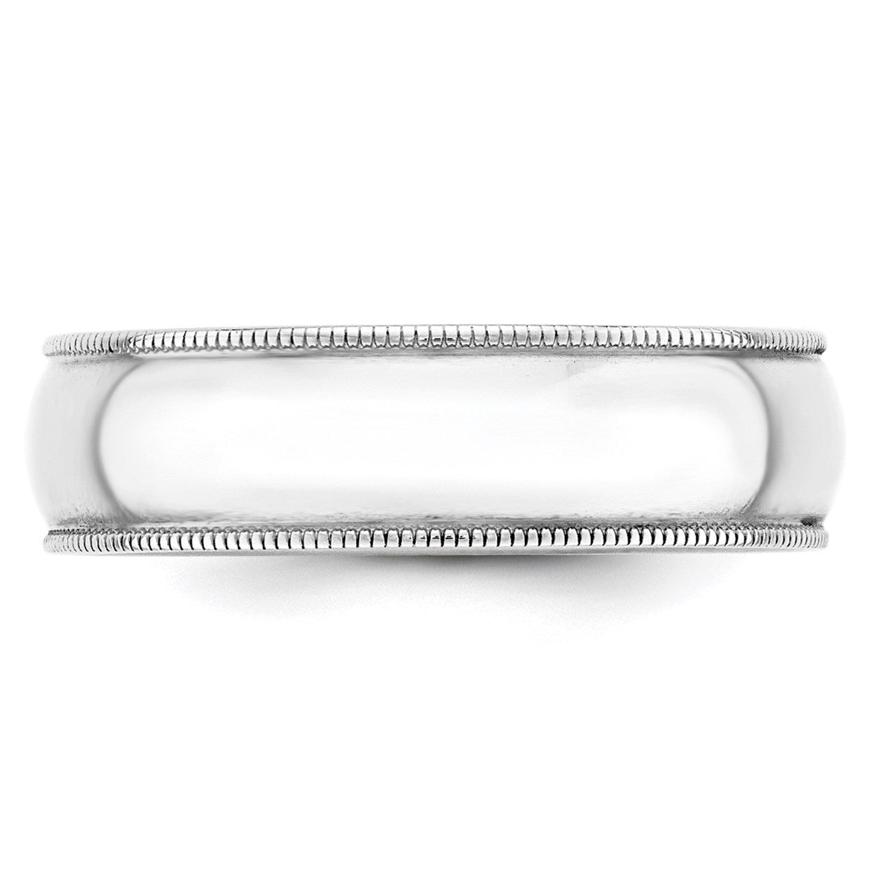 14k White Gold 6mm Lightweight Milgrain Half Round Wedding Band Size 10.5