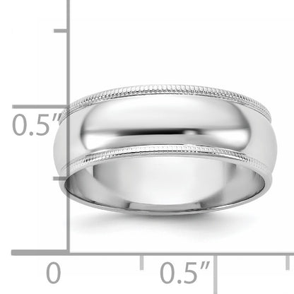 14KW 6.5mm LTW Milgrain Half Round Band Size 10
