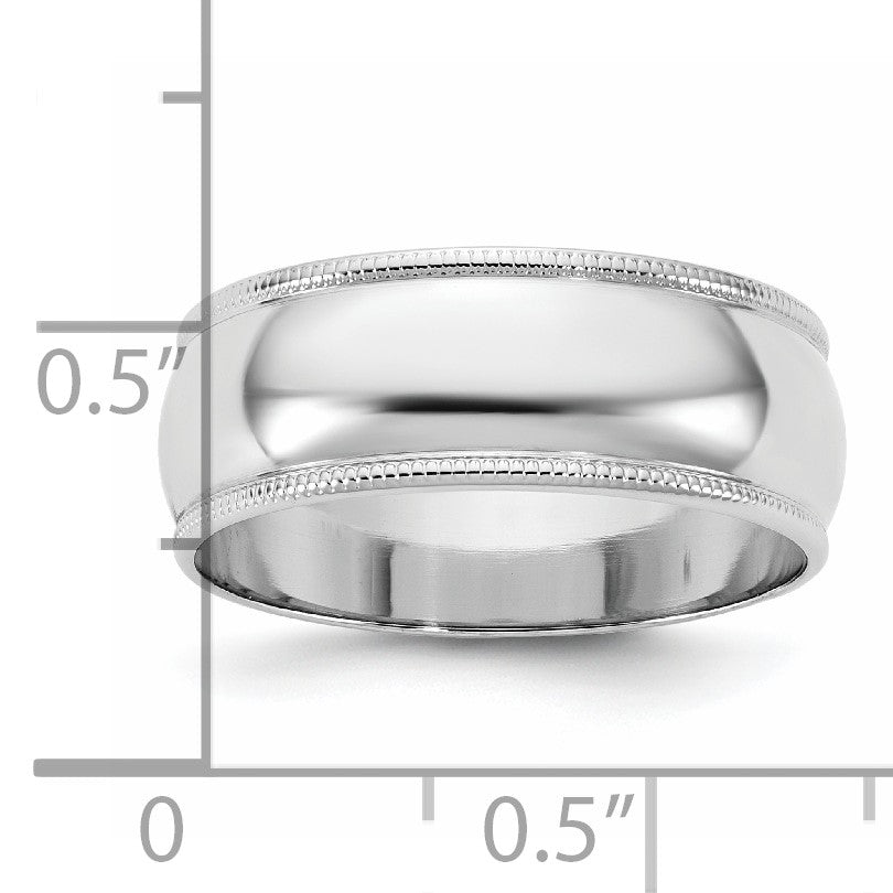 14KW 7mm LTW Milgrain Half Round Band Size 12