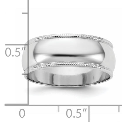 14KW 7mm LTW Milgrain Half Round Band Size 5