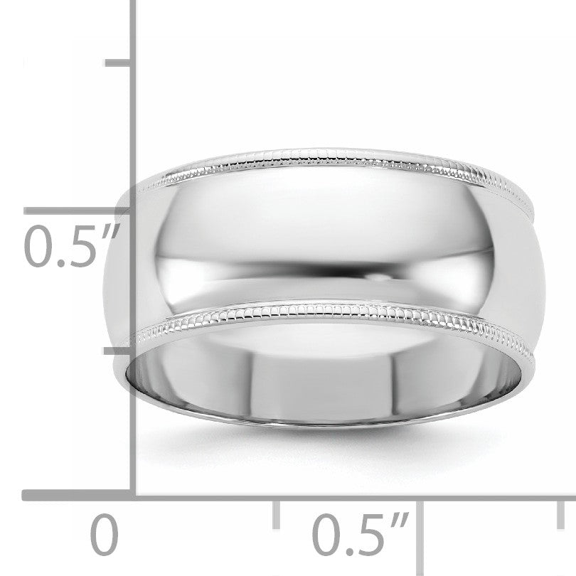 14KW 8mm LTW Milgrain Half Round Band Size 5