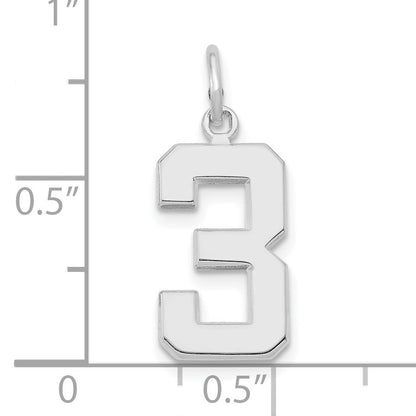 14kw  Medium Polished Number 3 Charm