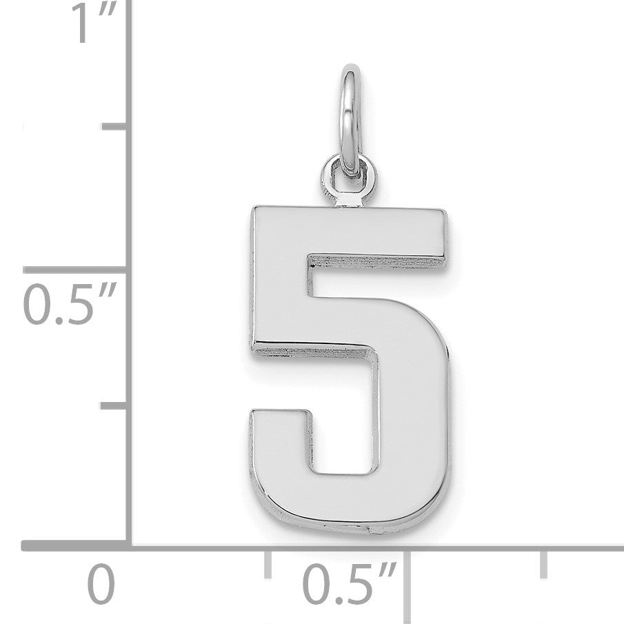 14kw Medium Polished Number 5 Charm