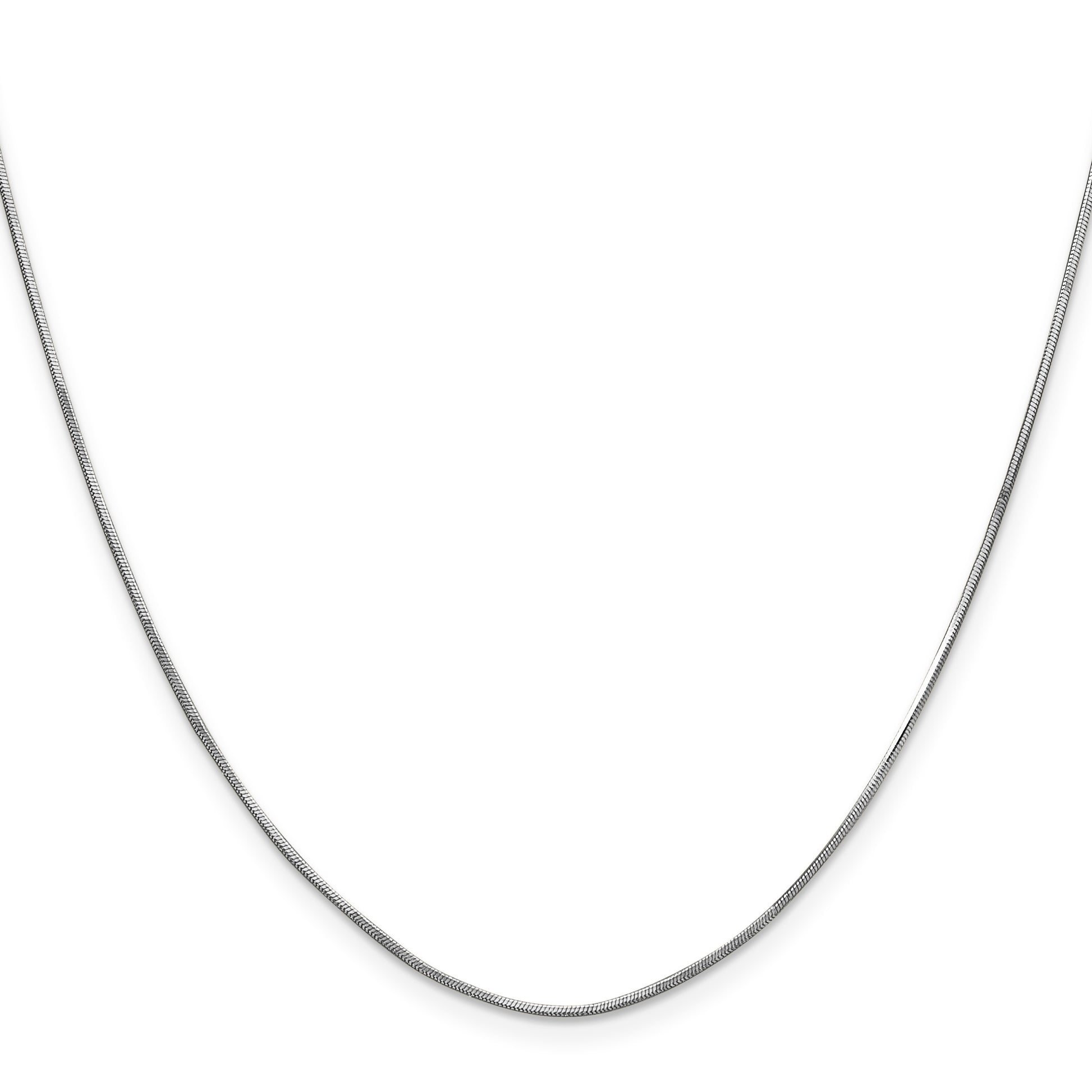 14K White Gold 20 inch 1mm Octagonal Snake with Lobster Clasp Chain