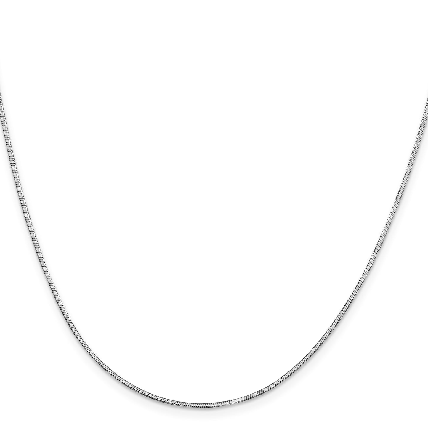 14K White Gold 20 inch 1mm Octagonal Snake with Lobster Clasp Chain
