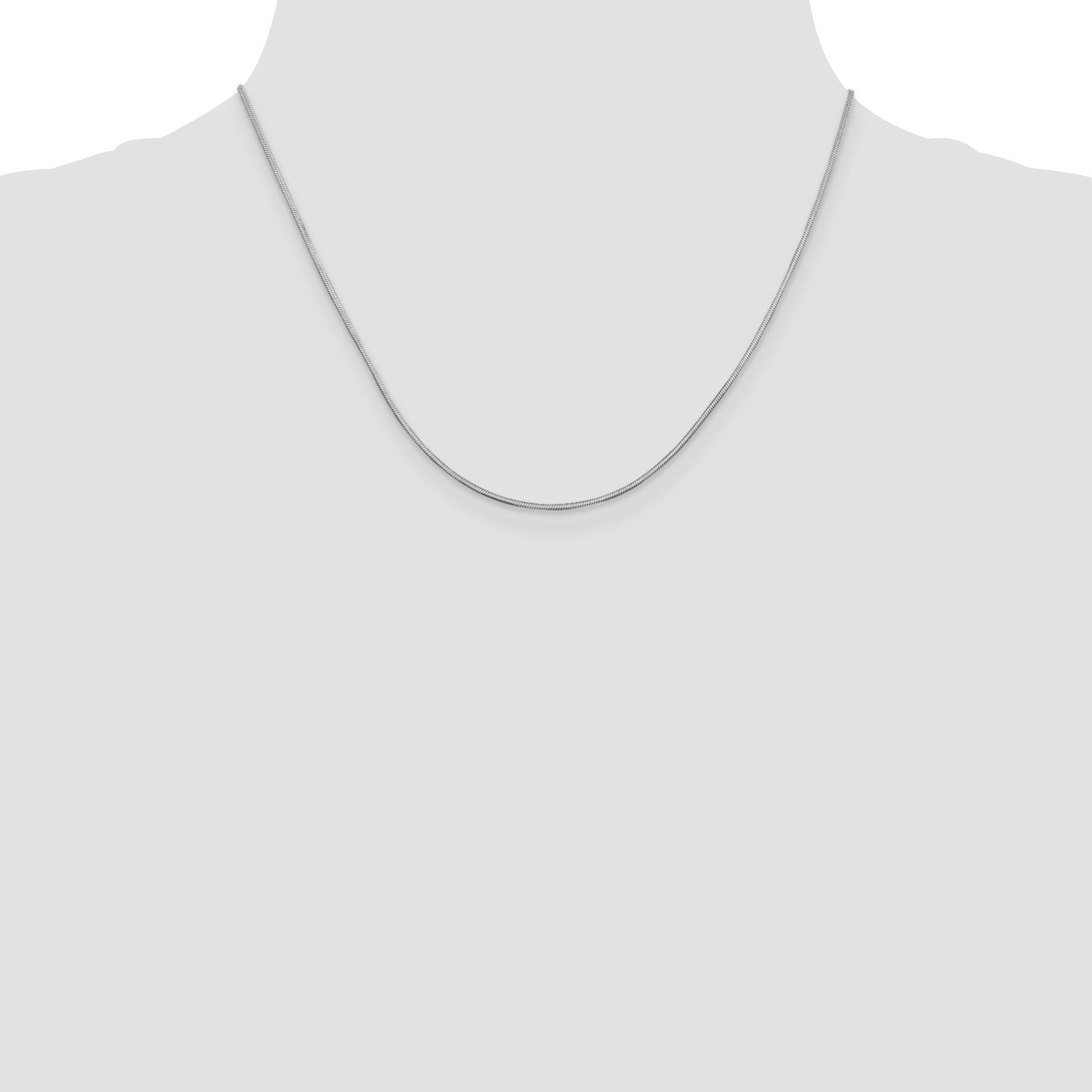 14K White Gold 18 inch 1mm Octagonal Snake with Lobster Clasp Chain