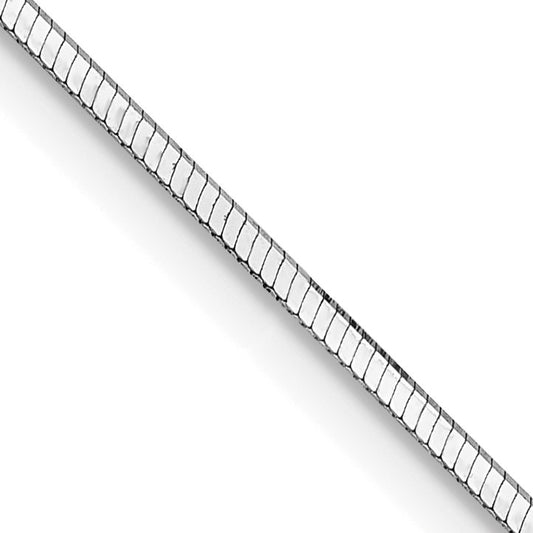 14K White Gold 20 inch 1mm Octagonal Snake with Lobster Clasp Chain