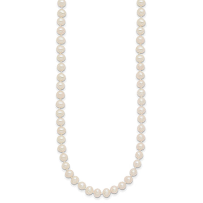 14k 4-5mm White Near-Round Freshwater Cultured Pearl 28 inch Necklace