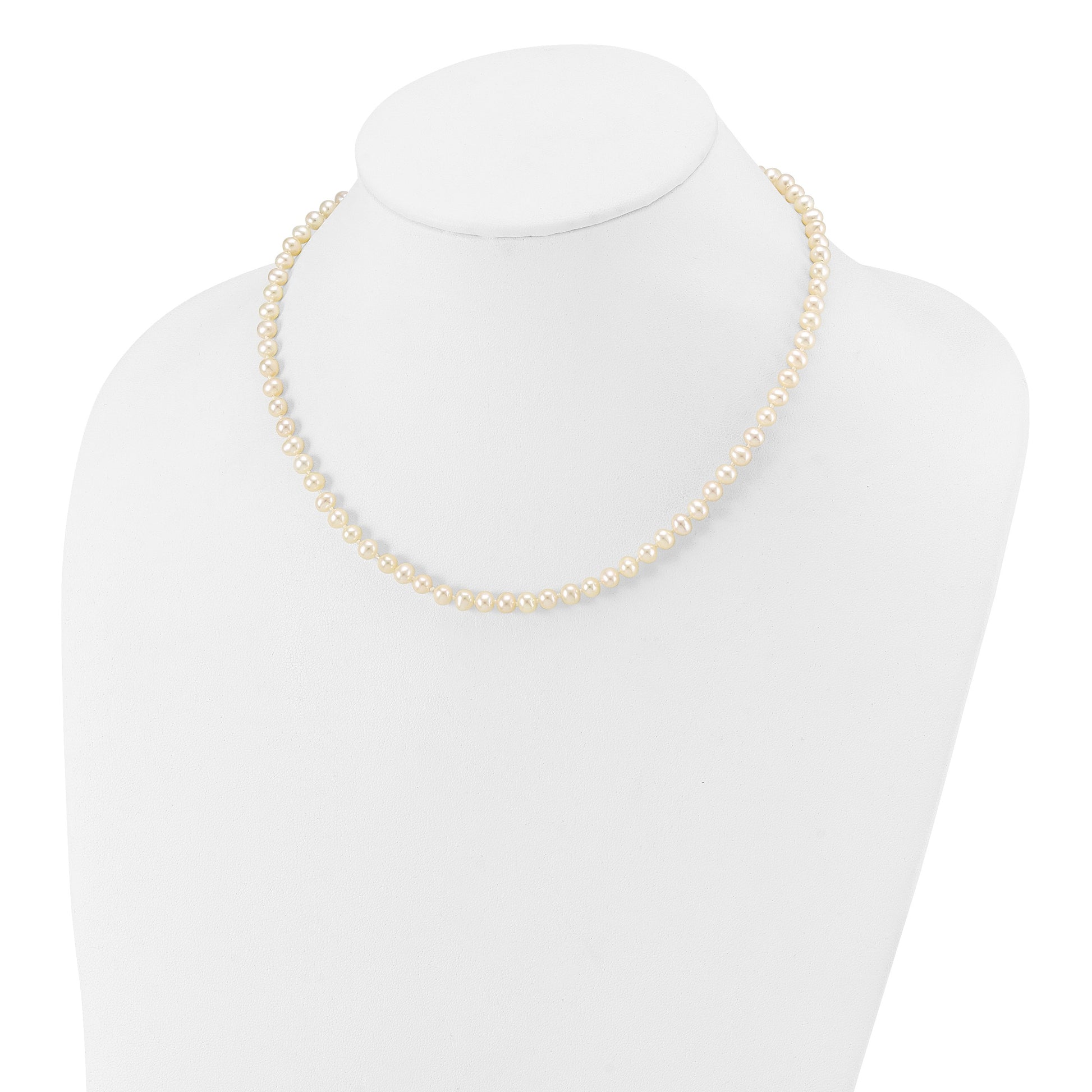 14k 4-5mm White Near-Round Freshwater Cultured Pearl 16 inch Necklace