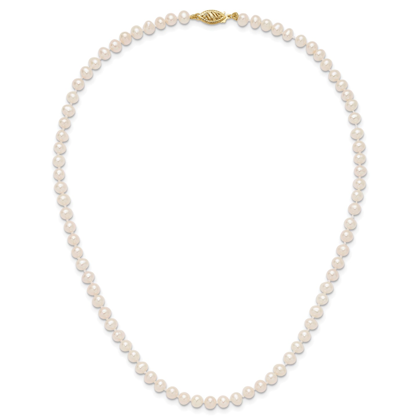 14k 4-5mm White Near-Round Freshwater Cultured Pearl 16 inch Necklace