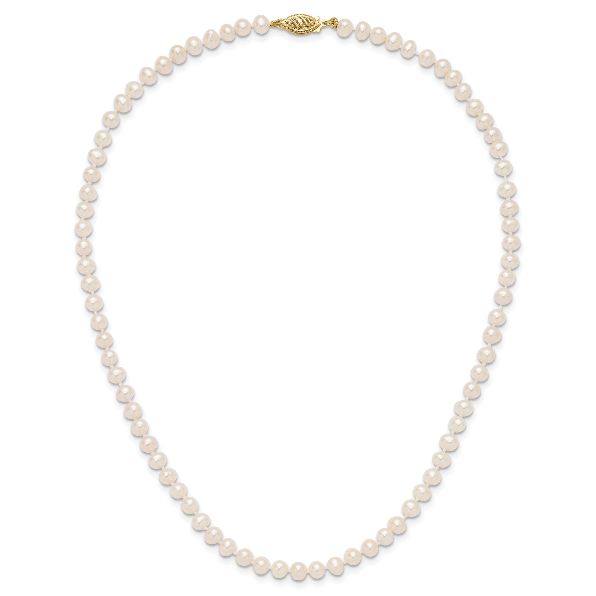 14k 4-5mm White Near-Round Freshwater Cultured Pearl 16 inch Necklace