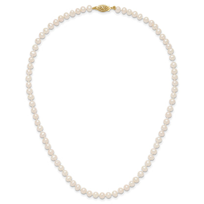 14k 4-5mm White Near-Round Freshwater Cultured Pearl 16 inch Necklace