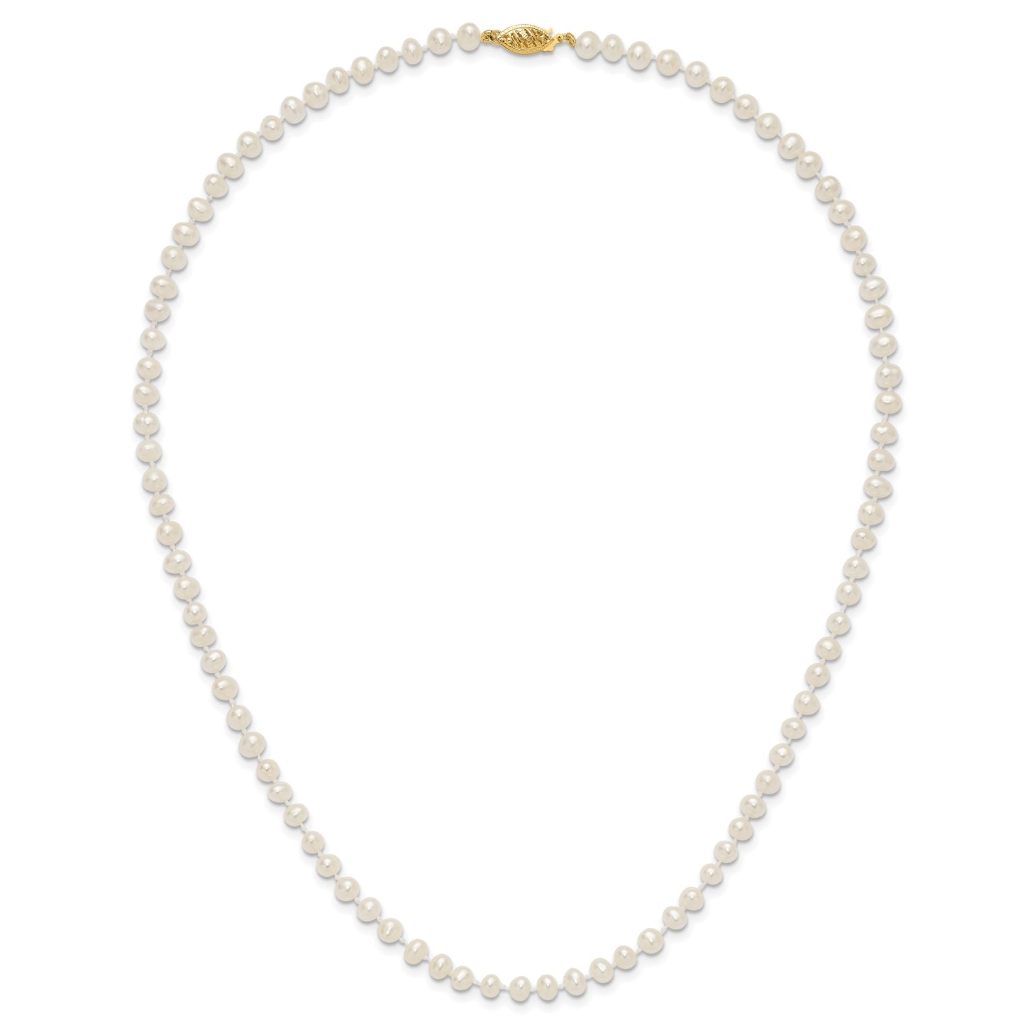 14k 4-5mm White Near-Round Freshwater Cultured Pearl 18 inch Necklace
