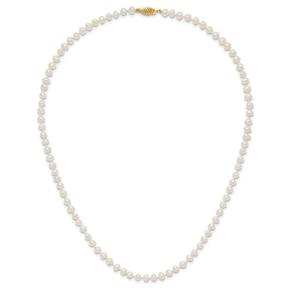 14k 4-5mm White Near-Round Freshwater Cultured Pearl 18 inch Necklace