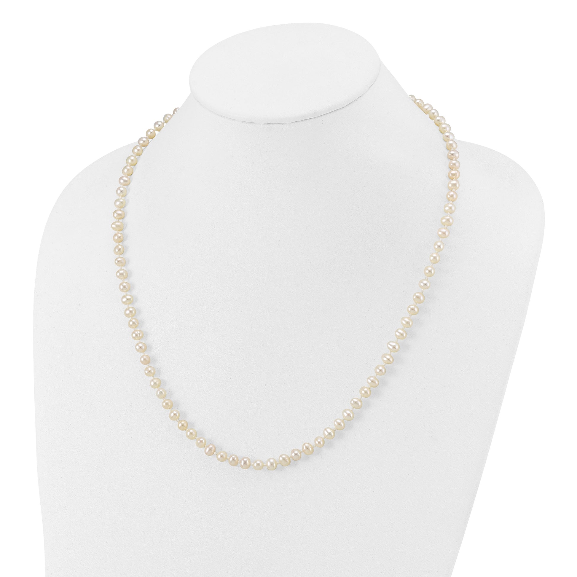 14k 4-5mm White Near-Round Freshwater Cultured Pearl 20 inch Necklace