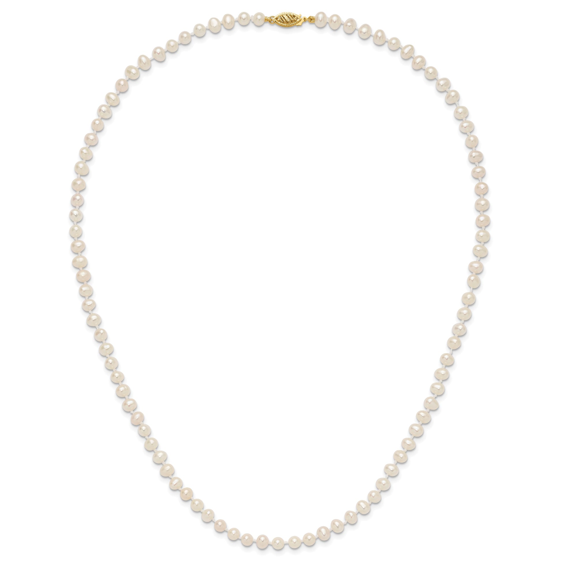 14k 4-5mm White Near-Round Freshwater Cultured Pearl 20 inch Necklace