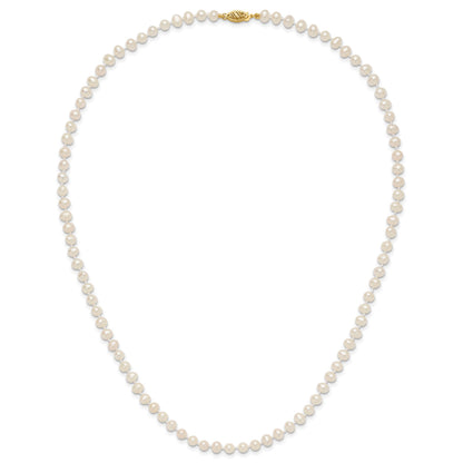 14k 4-5mm White Near-Round Freshwater Cultured Pearl 20 inch Necklace