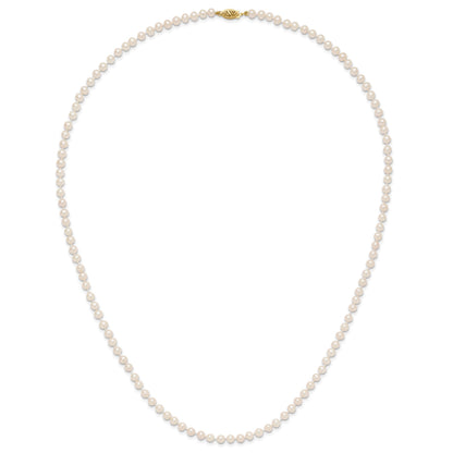 14k 4-5mm White Near-Round Freshwater Cultured Pearl 24 inch Necklace