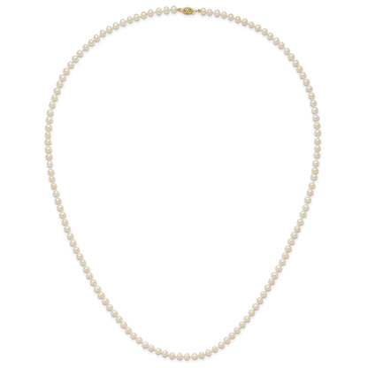 14k 4-5mm White Near-Round Freshwater Cultured Pearl 28 inch Necklace