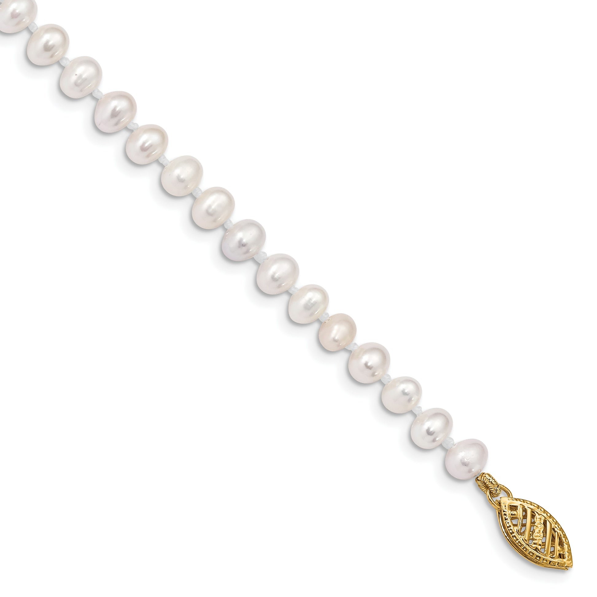 14k 4-5mm White Near Round Freshwater Cultured Pearl 8.25in Bracelet