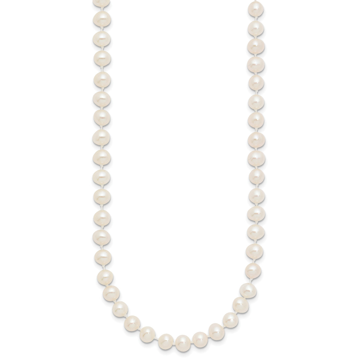 14k 5-6mm White Near-Round Freshwater Cultured Pearl 28 inch Necklace