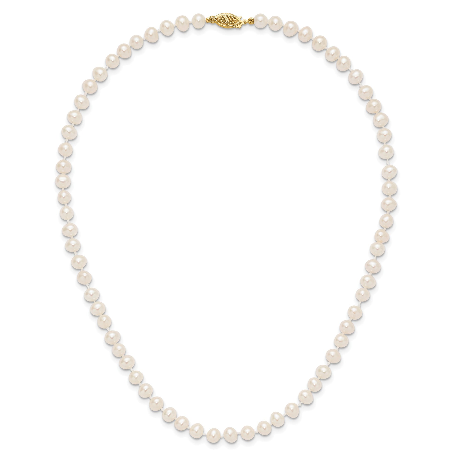 14k 5-6mm White Near-Round Freshwater Cultured Pearl 16 inch Necklace