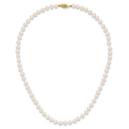 14k 5-6mm White Near-Round Freshwater Cultured Pearl 16 inch Necklace