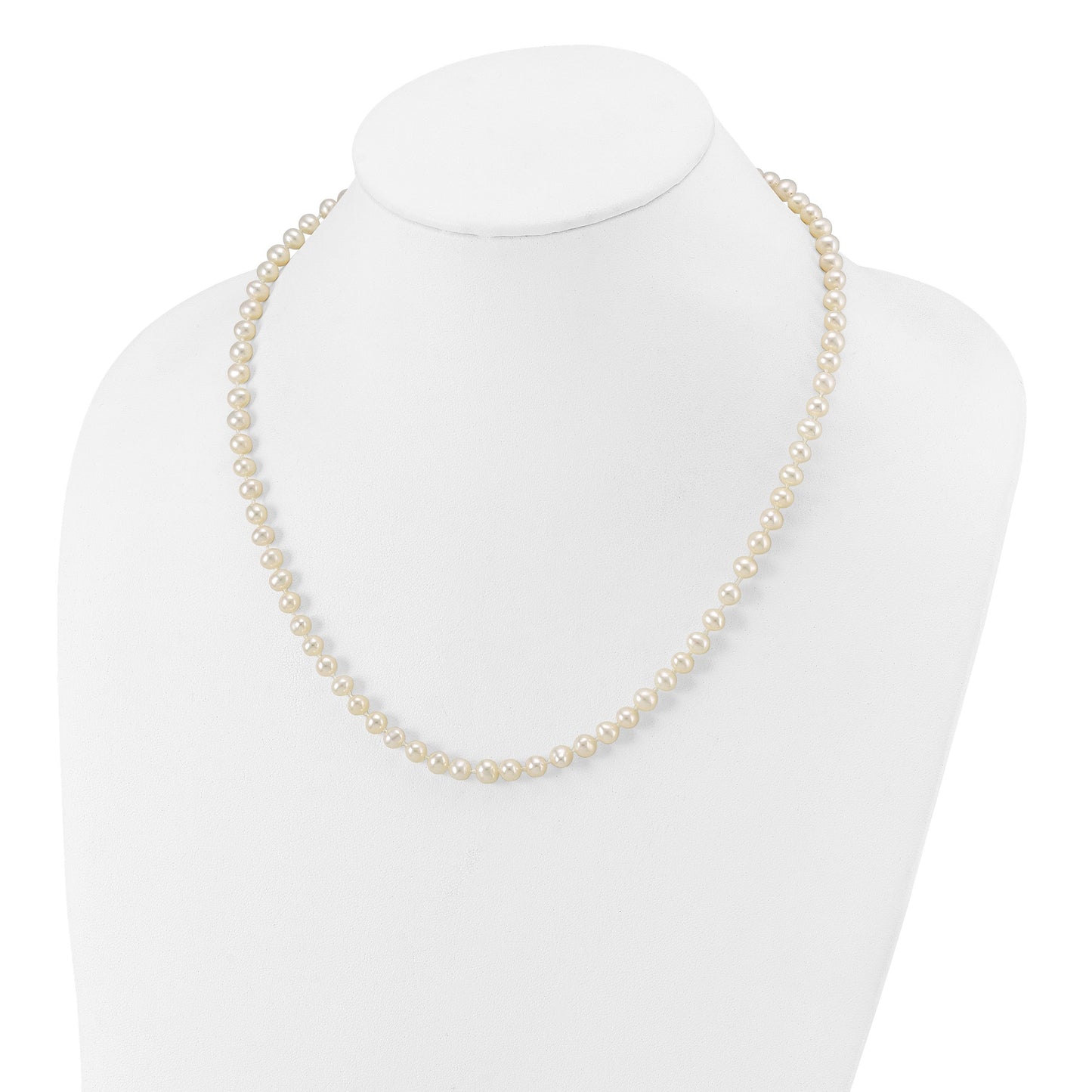 14k 5-6mm White Near-Round Freshwater Cultured Pearl 18 inch Necklace