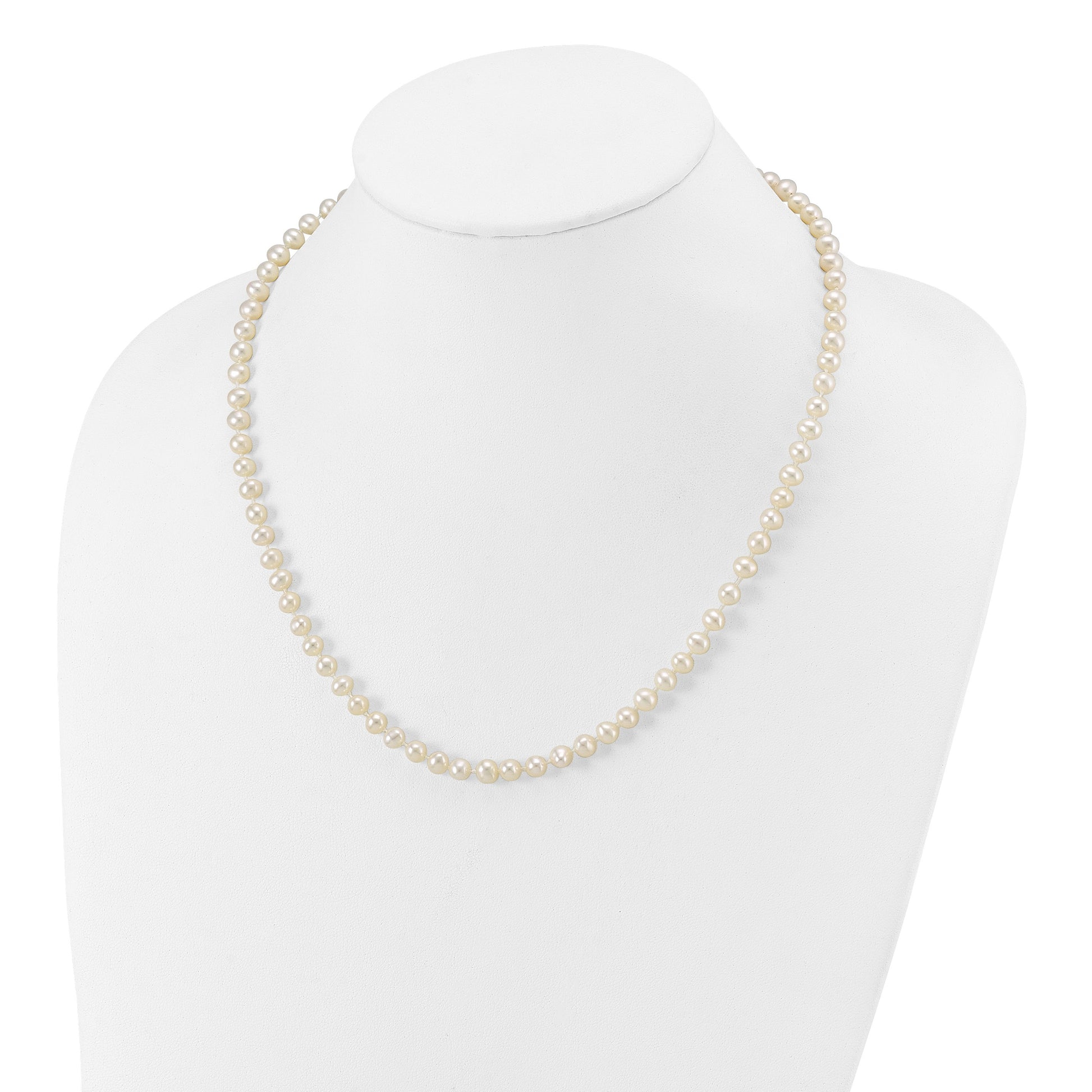 14k 5-6mm White Near-Round Freshwater Cultured Pearl 18 inch Necklace