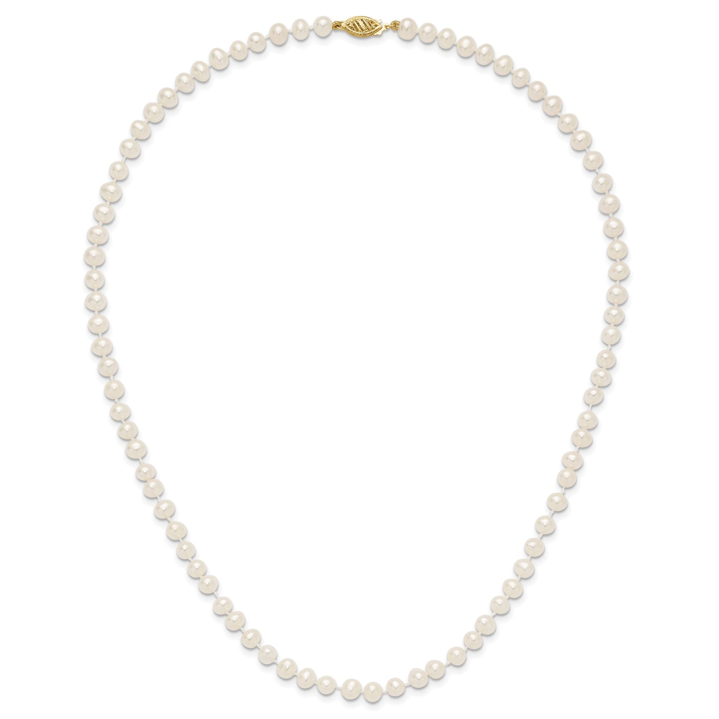 14k 5-6mm White Near-Round Freshwater Cultured Pearl 18 inch Necklace