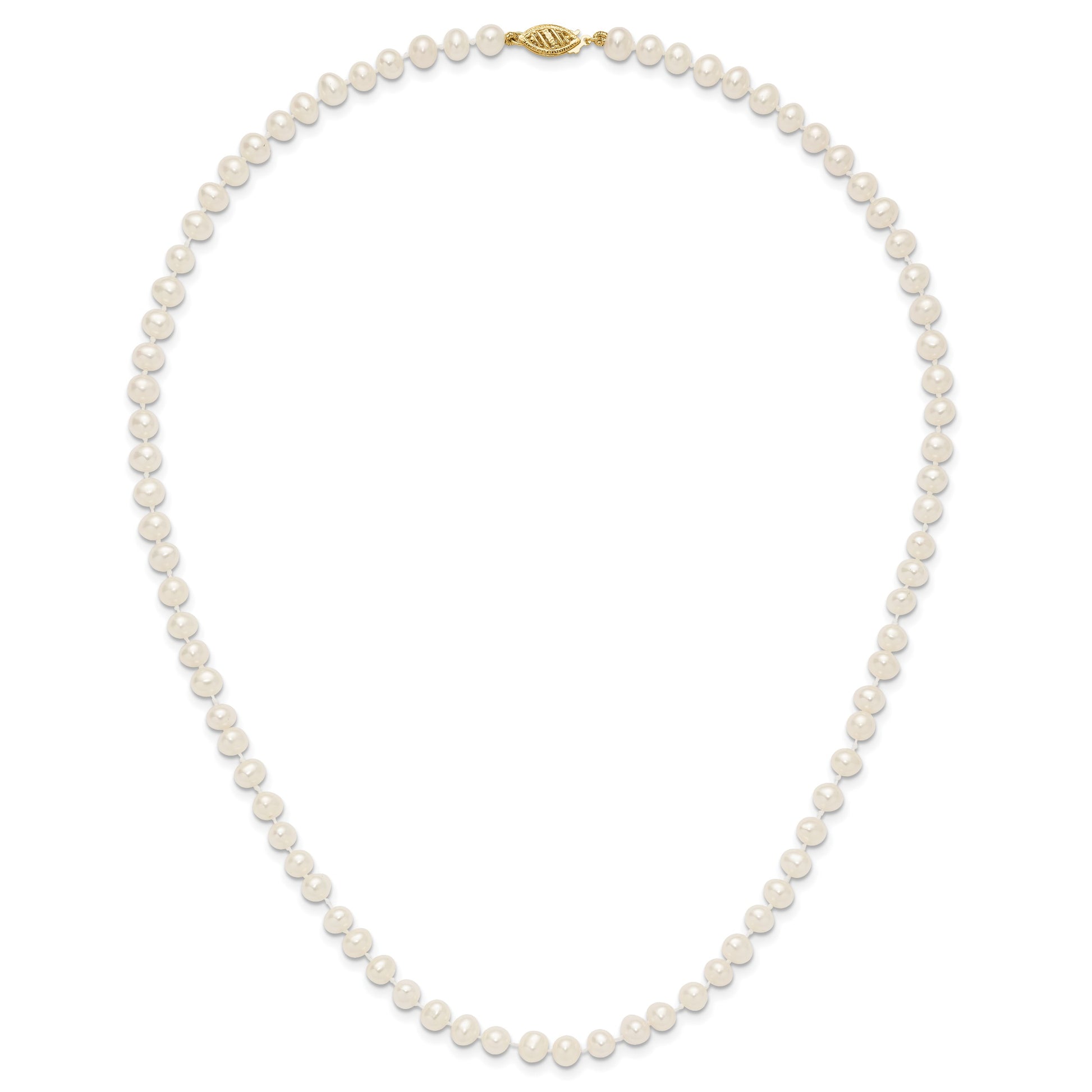 14k 5-6mm White Near-Round Freshwater Cultured Pearl 18 inch Necklace