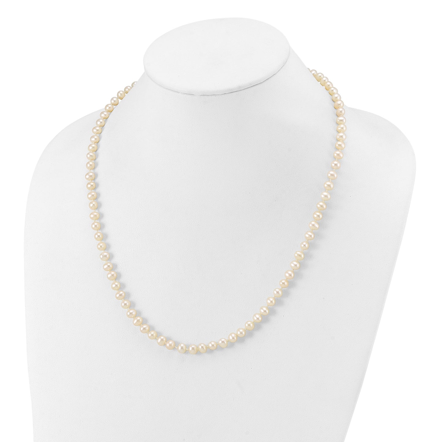 14k 5-6mm White Near-Round Freshwater Cultured Pearl 20 inch Necklace