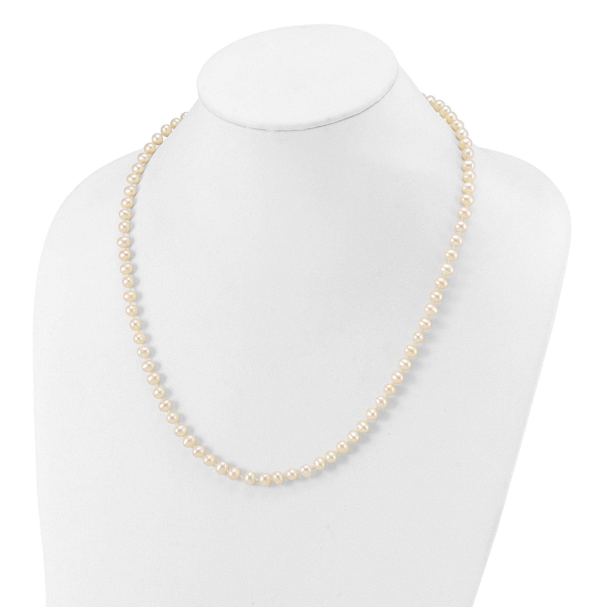 14k 5-6mm White Near-Round Freshwater Cultured Pearl 20 inch Necklace