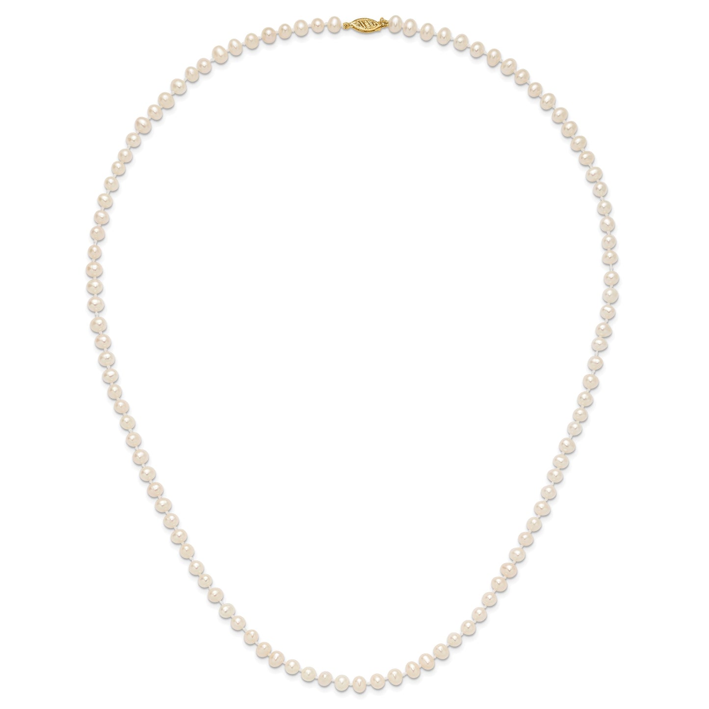 14k 5-6mm White Near-Round Freshwater Cultured Pearl 24 inch Necklace