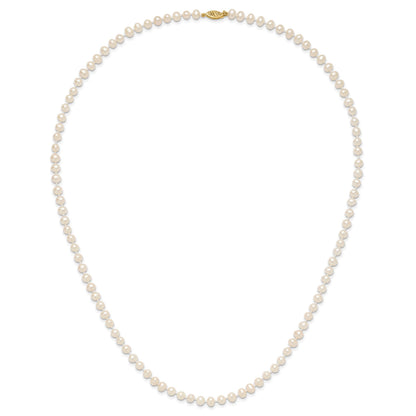 14k 5-6mm White Near-Round Freshwater Cultured Pearl 24 inch Necklace