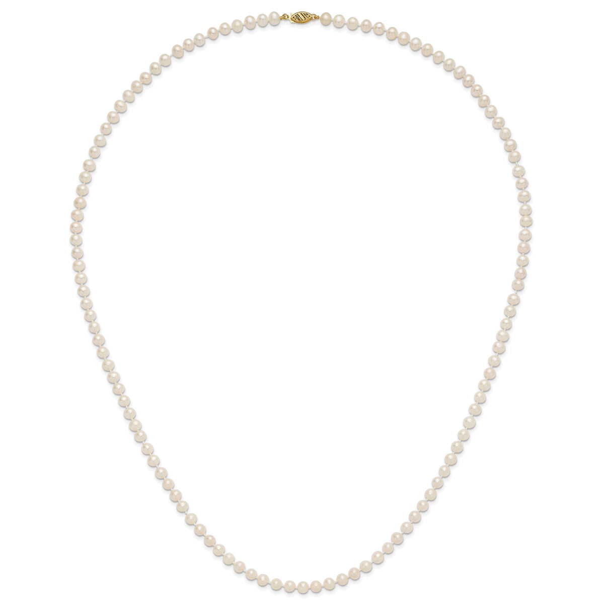 14k 5-6mm White Near-Round Freshwater Cultured Pearl 28 inch Necklace