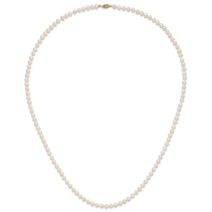 14k 5-6mm White Near-Round Freshwater Cultured Pearl 28 inch Necklace