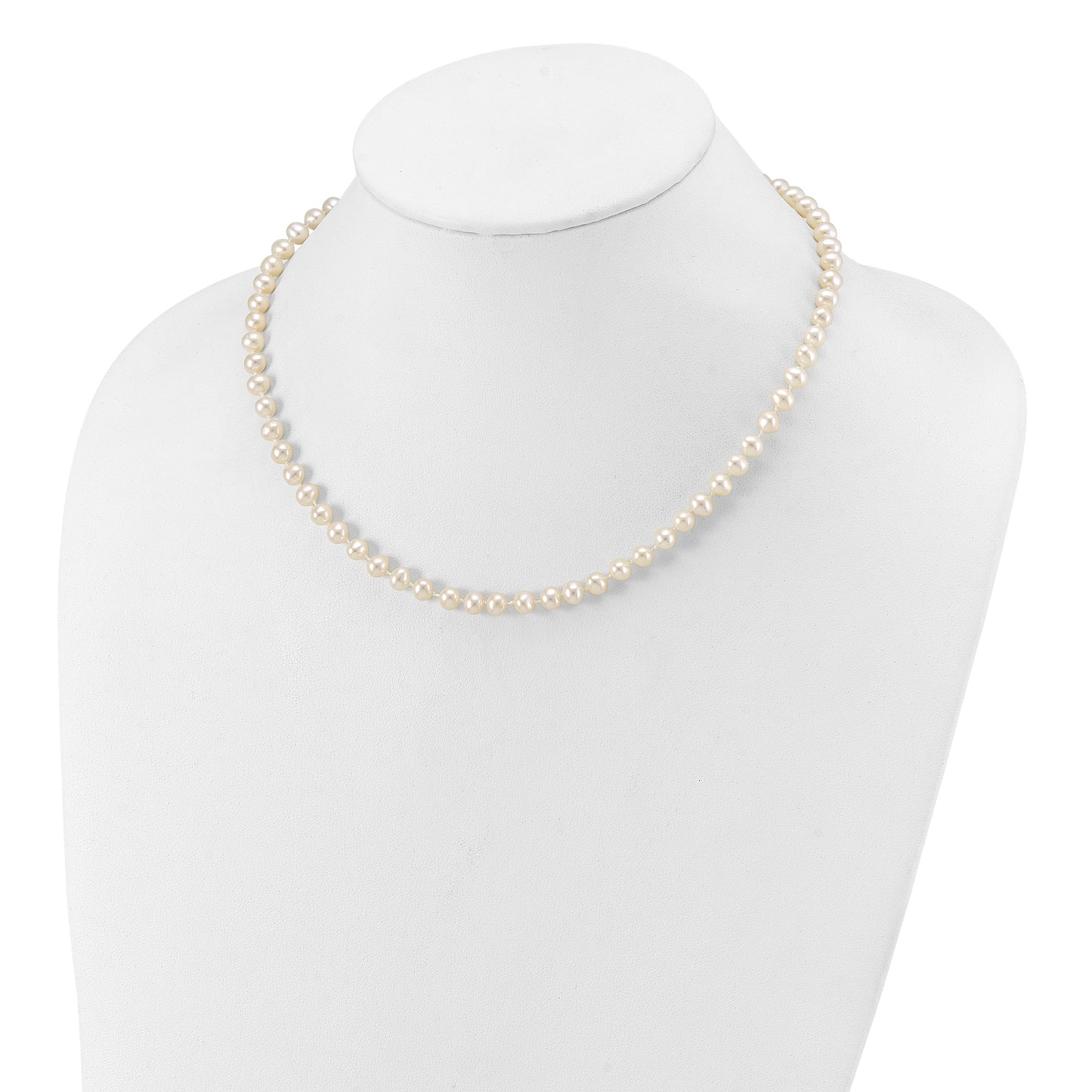 14k White Gold 5-6mm White Near Round Freshwater Cultured Pearl 16 inch Necklace