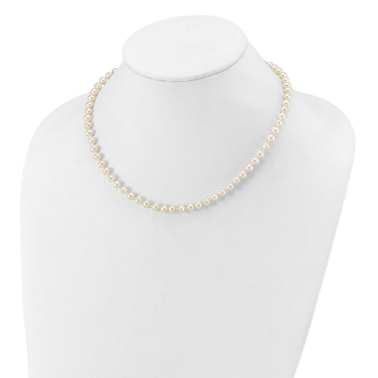 14k White Gold 5-6mm White Near Round Freshwater Cultured Pearl 16 inch Necklace