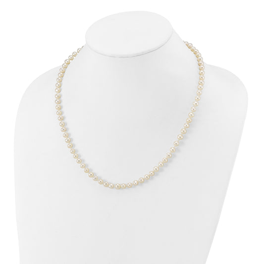 14k White Gold 5-6mm White Near Round Freshwater Cultured Pearl 18 inch Necklace