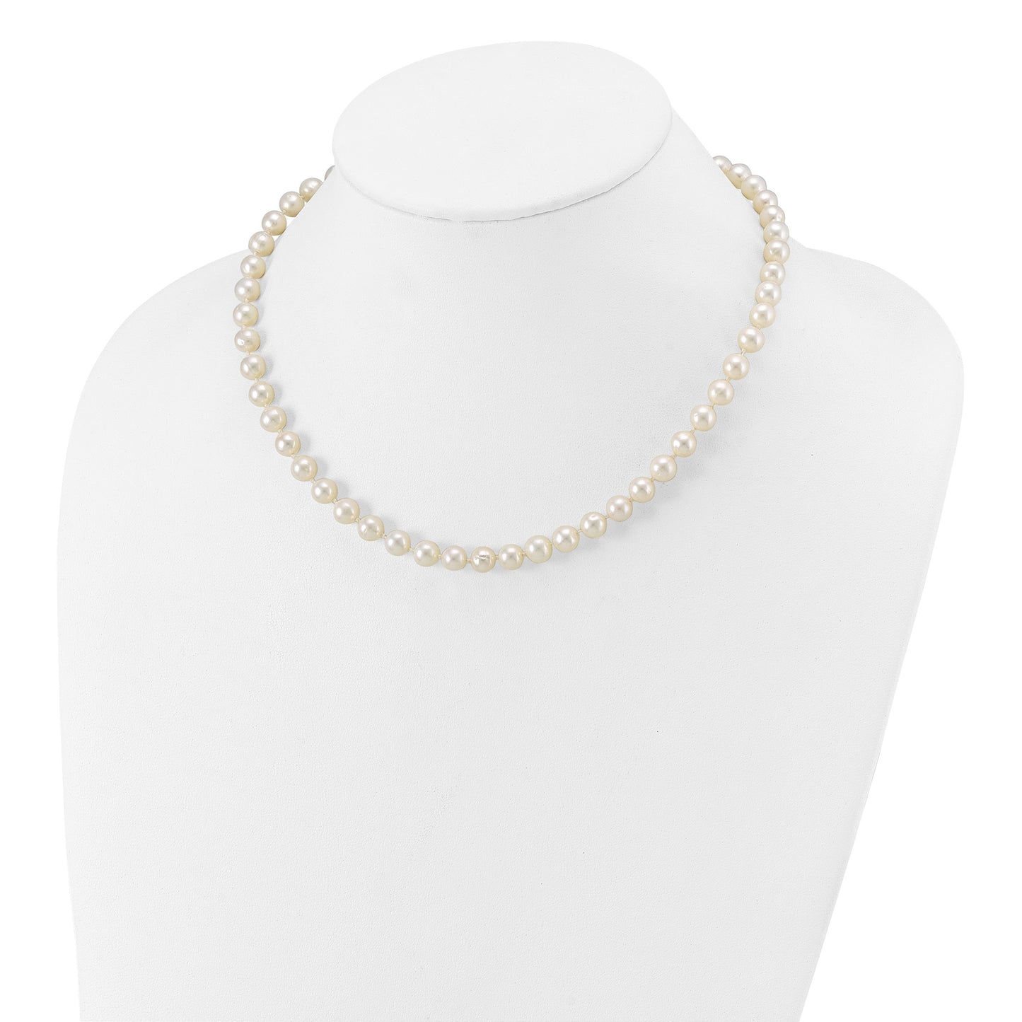 14k 6-7mm White Near-Round Freshwater Cultured Pearl 16 inch Necklace