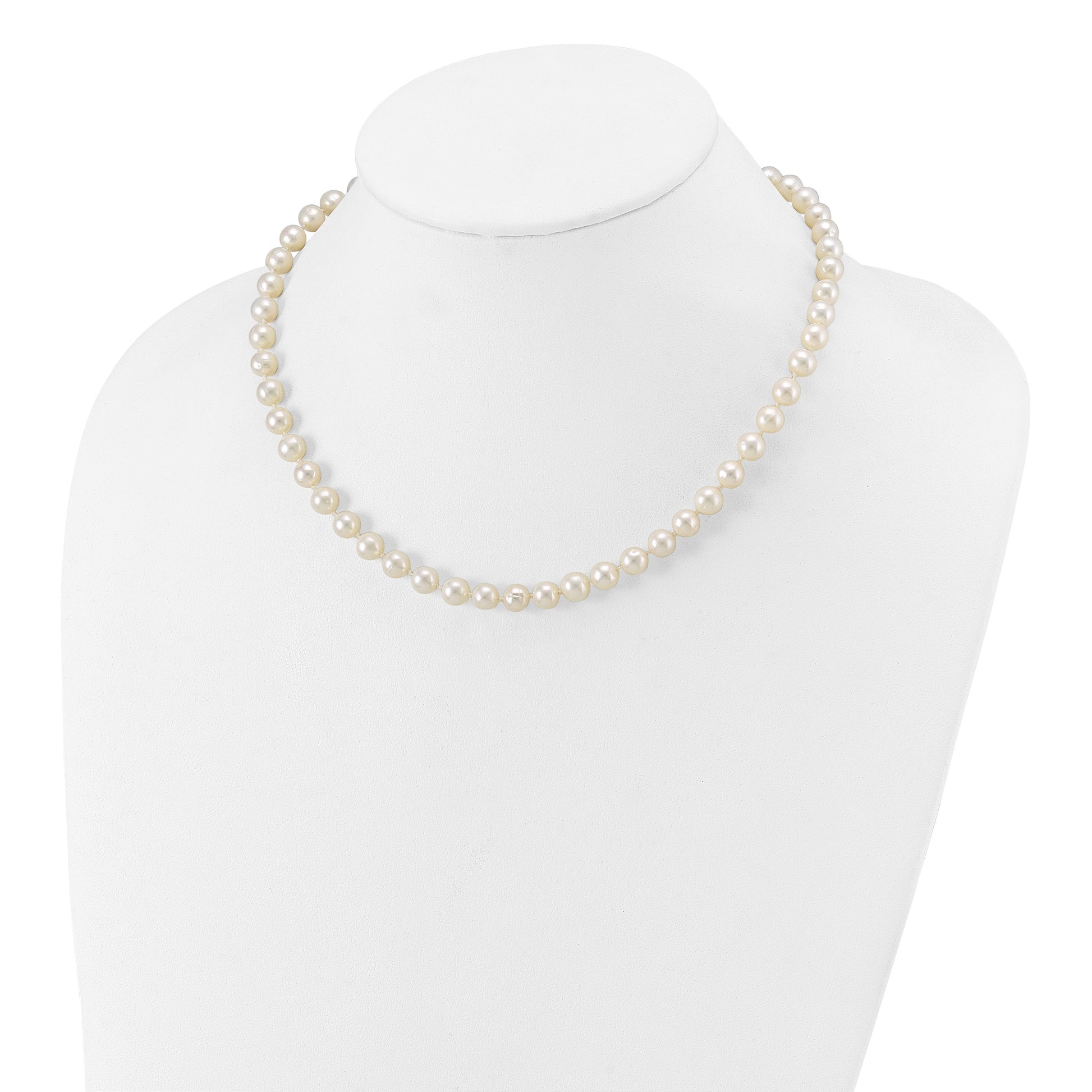 14k 6-7mm White Near-Round Freshwater Cultured Pearl 16 inch Necklace