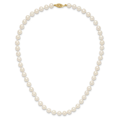 14k 6-7mm White Near-Round Freshwater Cultured Pearl 16 inch Necklace