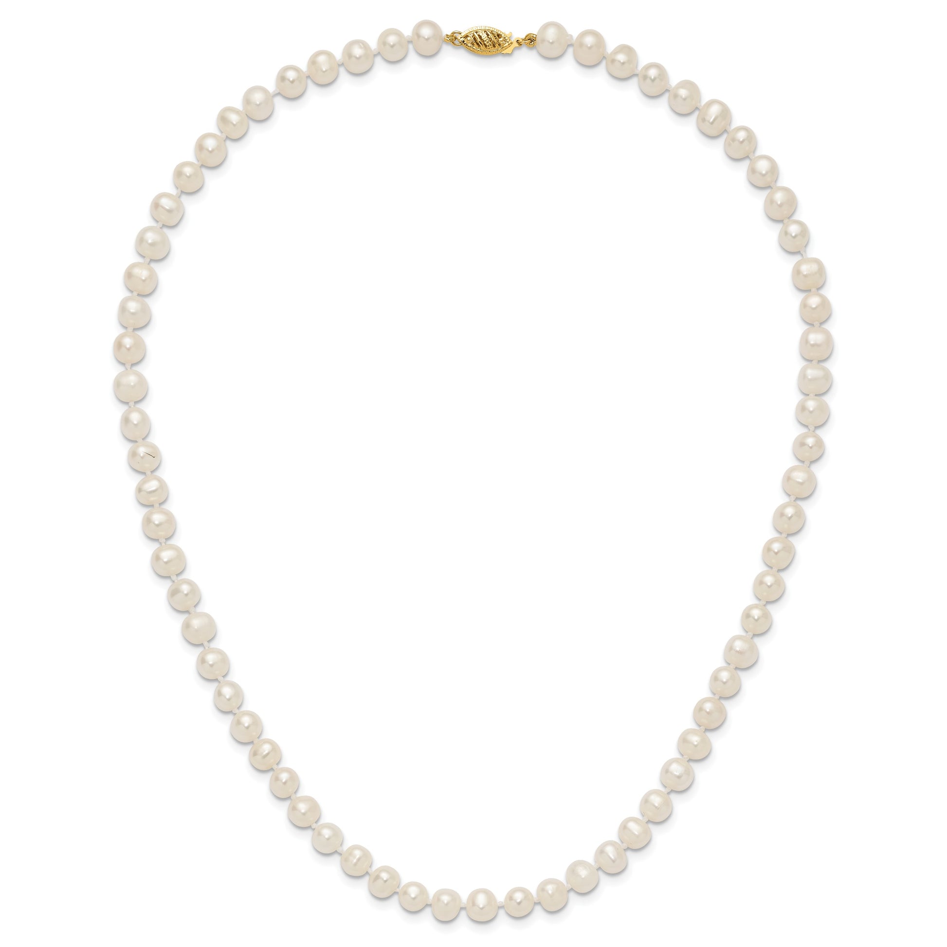 14k 6-7mm White Near-Round Freshwater Cultured Pearl 18 inch Necklace