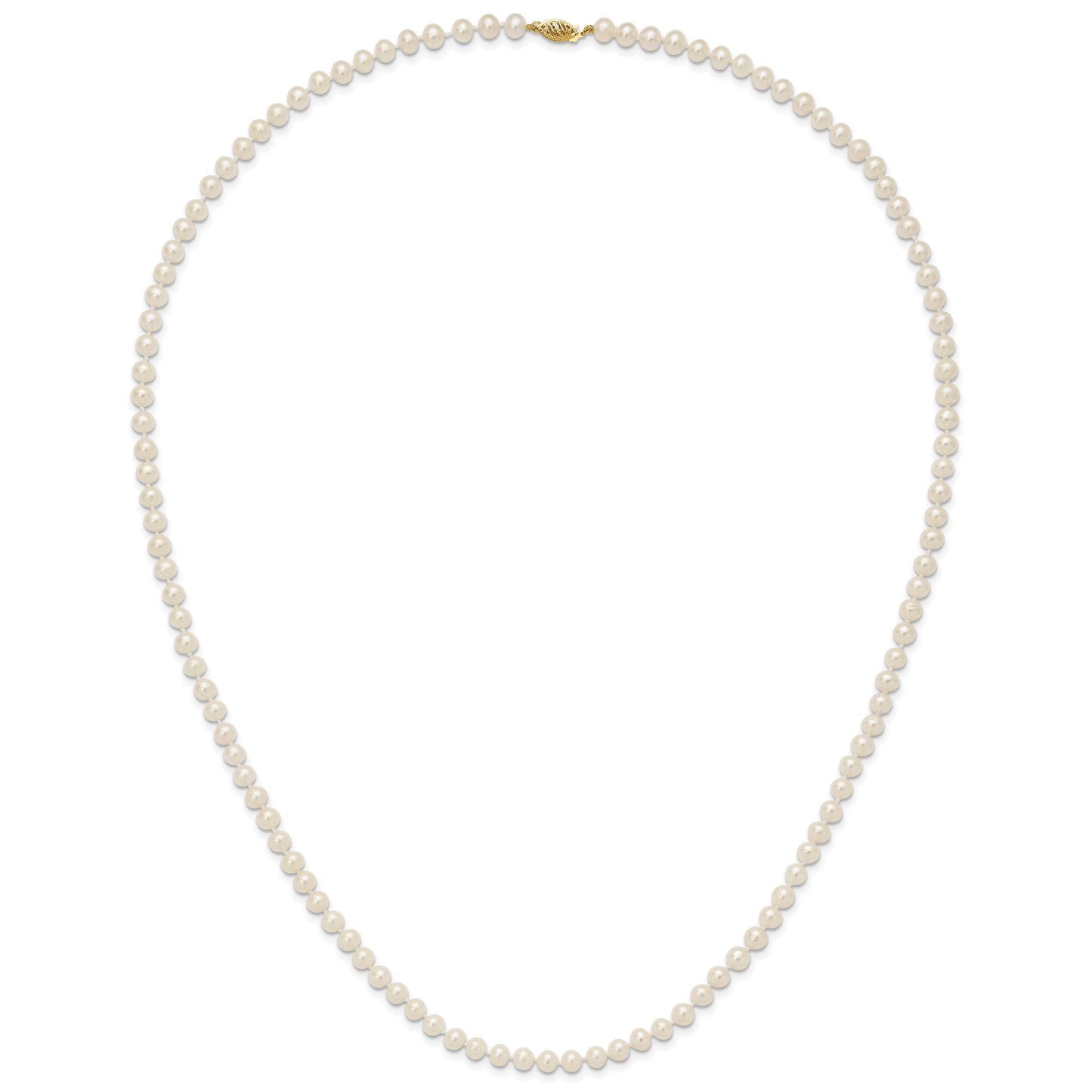 14k 6-7mm White Near-Round Freshwater Cultured Pearl 28 inch Necklace