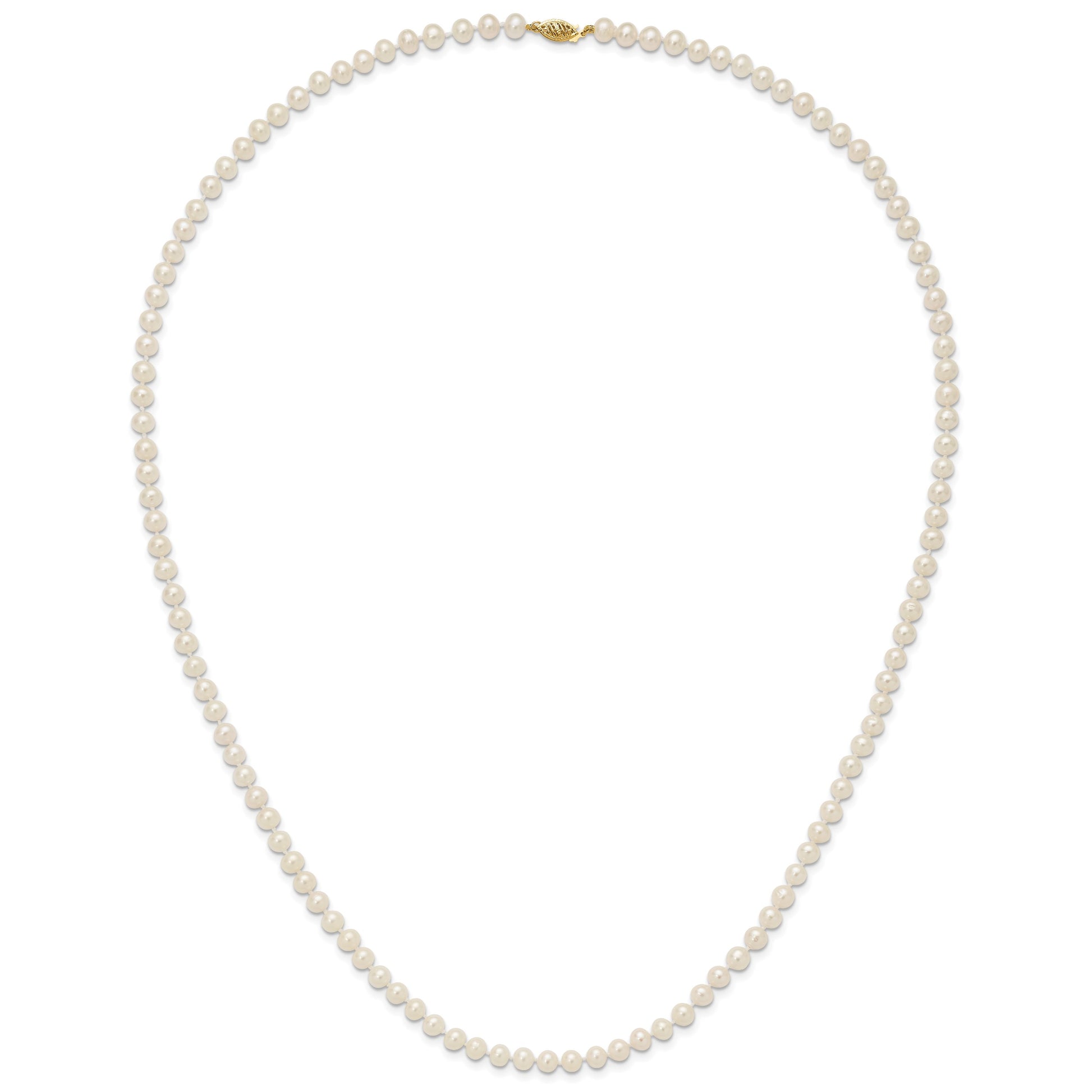 14k 6-7mm White Near-Round Freshwater Cultured Pearl 28 inch Necklace