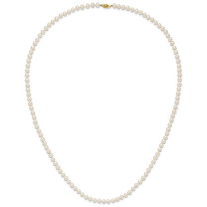 14k 6-7mm White Near-Round Freshwater Cultured Pearl 28 inch Necklace