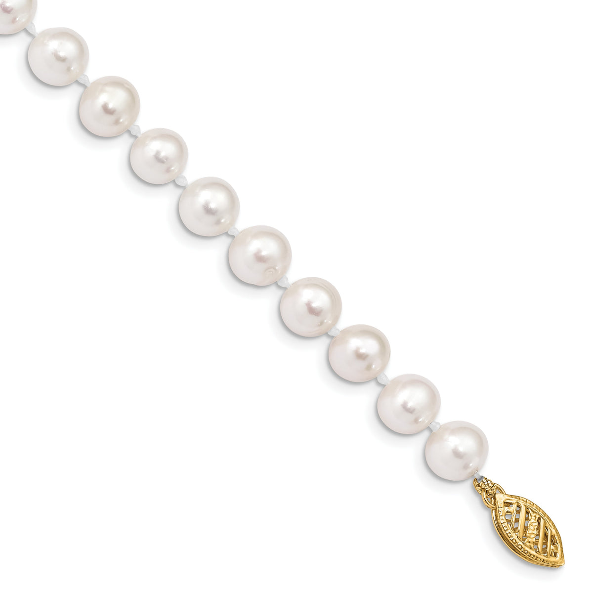 14k 6-7mm White Near Round Freshwater Cultured Pearl 8.25 inch Bracelet