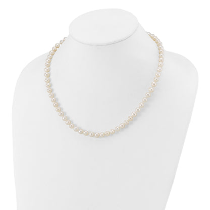 14k White Gold 6-7mm White Near Round Freshwater Cultured Pearl 18 inch Necklace