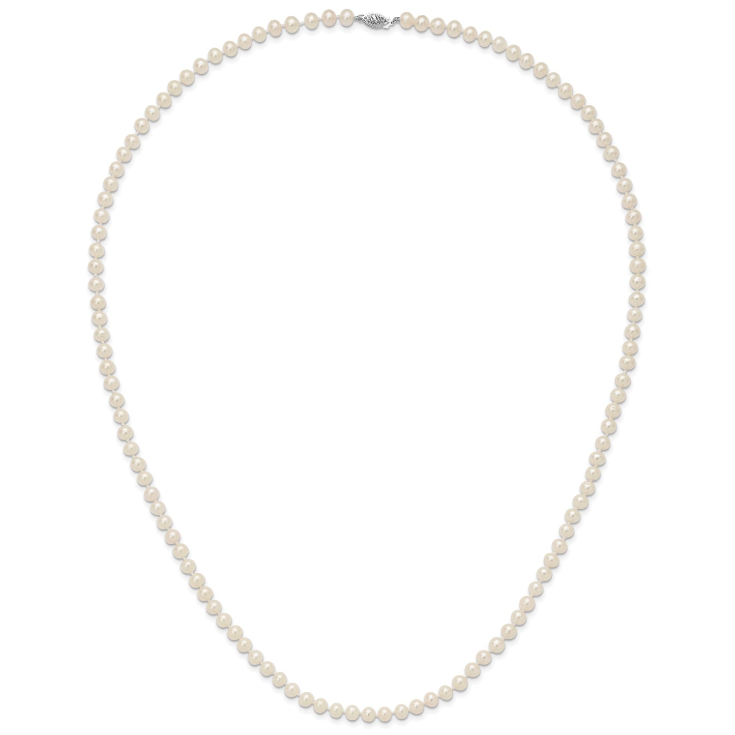 14k White Gold 6-7mm White Near Round Freshwater Cultured Pearl 28 inch Necklace
